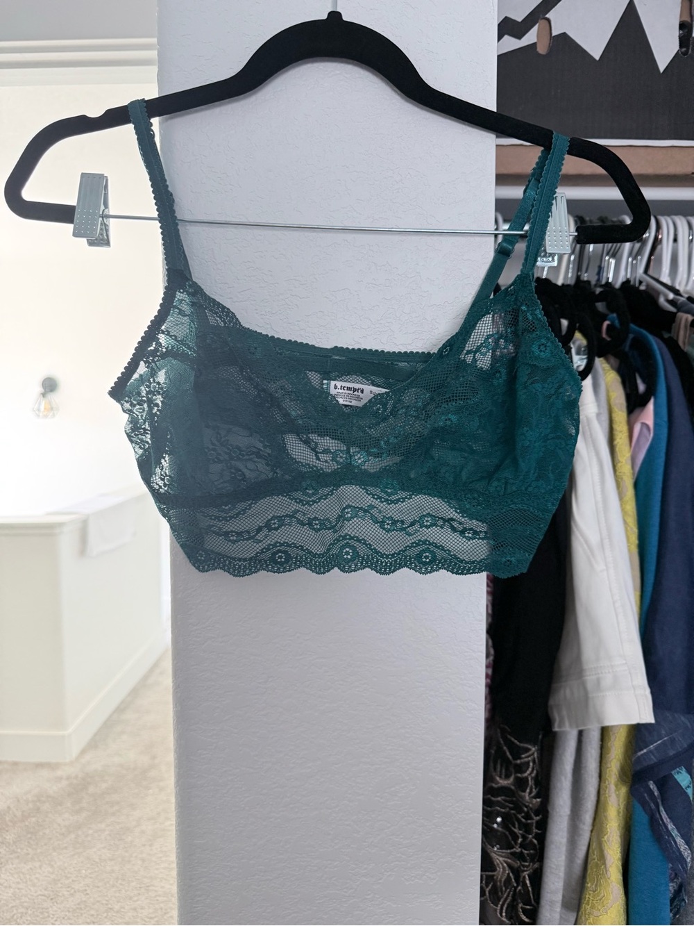 Lace Bralette in Deep Teal Green — Lightweight Sheer Support